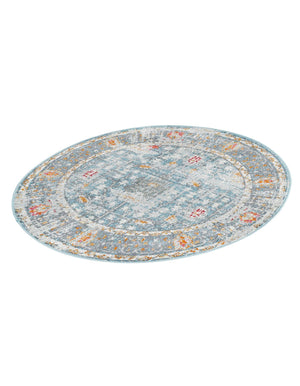 Blue 3' 3 x 3' 3 Paragon Round Area Rug 100% Polypropylene Colorful Vivid Boho Style Modern Carpet for Unique Interiors for Sale at Rug Engine