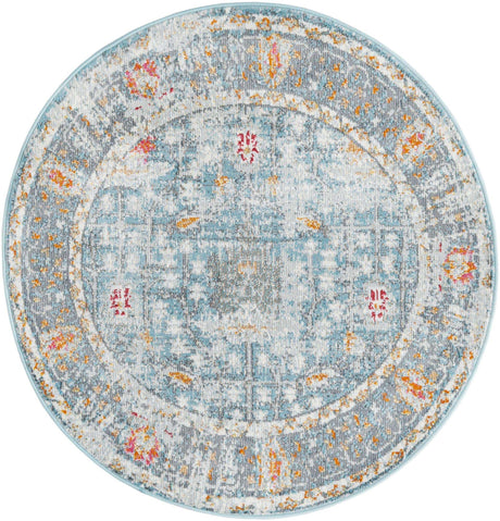 Blue 3' 3 x 3' 3 Paragon Round Area Rug 100% Polypropylene Colorful Vivid Boho Style Modern Carpet for Unique Interiors for Sale at Rug Engine