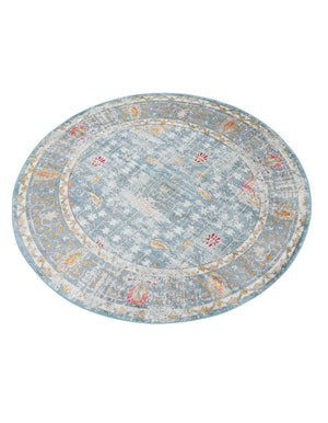 Blue 5' 5 x 5' 5 Paragon Round Area Rug 100% Polypropylene Colorful Vivid Boho Style Modern Carpet for Unique Interiors for Sale at Rug Engine
