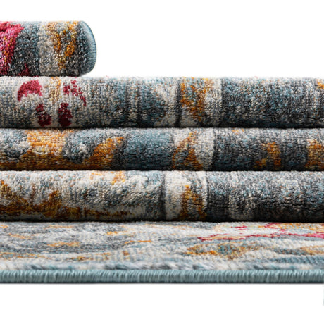 Blue 5' 5 x 5' 5 Paragon Round Area Rug 100% Polypropylene Colorful Vivid Boho Style Modern Carpet for Unique Interiors for Sale at Rug Engine