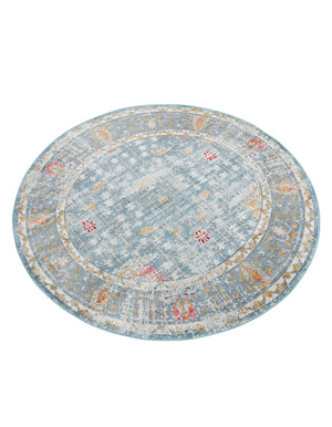 Blue 5' 5 x 5' 5 Paragon Round Area Rug 100% Polypropylene Colorful Vivid Boho Style Modern Carpet for Unique Interiors for Sale at Rug Engine