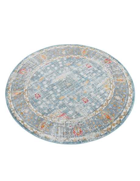 Blue 5' 5 x 5' 5 Paragon Round Area Rug 100% Polypropylene Colorful Vivid Boho Style Modern Carpet for Unique Interiors for Sale at Rug Engine
