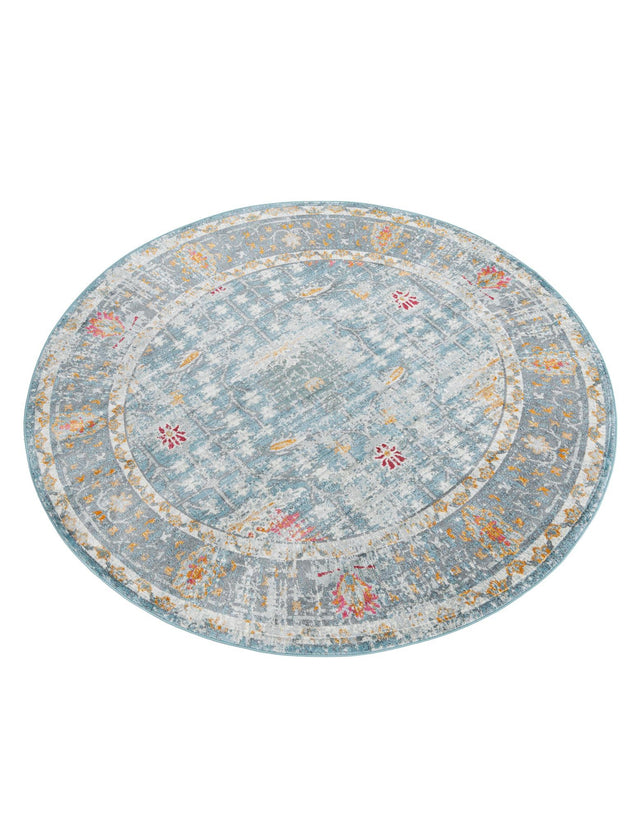 Blue 5' 5 x 5' 5 Paragon Round Area Rug 100% Polypropylene Colorful Vivid Boho Style Modern Carpet for Unique Interiors for Sale at Rug Engine