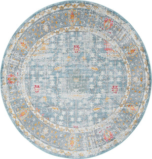 Blue 5' 5 x 5' 5 Paragon Round Area Rug 100% Polypropylene Colorful Vivid Boho Style Modern Carpet for Unique Interiors for Sale at Rug Engine