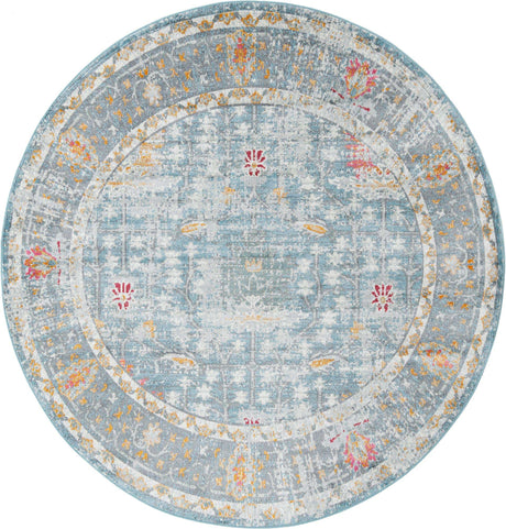 Blue 5' 5 x 5' 5 Paragon Round Area Rug 100% Polypropylene Colorful Vivid Boho Style Modern Carpet for Unique Interiors for Sale at Rug Engine