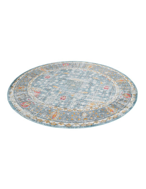Blue 8' 2 x 8' 2 Paragon Round Area Rug 100% Polypropylene Colorful Vivid Boho Style Modern Carpet for Unique Interiors for Sale at Rug Engine