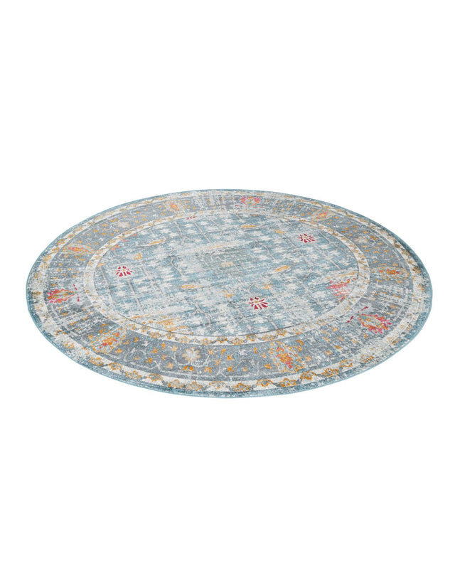 Blue 8' 2 x 8' 2 Paragon Round Area Rug 100% Polypropylene Colorful Vivid Boho Style Modern Carpet for Unique Interiors for Sale at Rug Engine