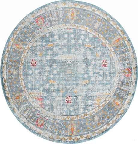 Blue 8' 2 x 8' 2 Paragon Round Area Rug 100% Polypropylene Colorful Vivid Boho Style Modern Carpet for Unique Interiors for Sale at Rug Engine