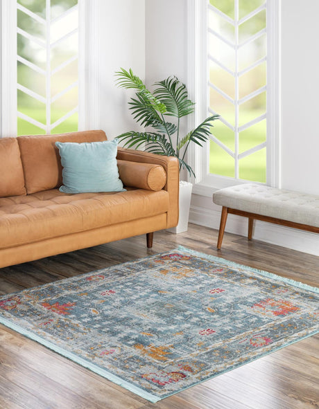 Blue 8' 2 x 8' 2 Paragon Square Area Rug 100% Polypropylene Colorful Vivid Boho Style Modern Carpet for Unique Interiors for Sale at Rug Engine
