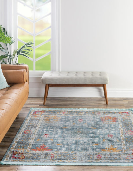 Blue 5' 5 x 5' 5 Paragon Square Area Rug 100% Polypropylene Colorful Vivid Boho Style Modern Carpet for Unique Interiors for Sale at Rug Engine