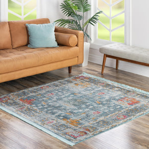 Blue 8' 2 x 8' 2 Paragon Square Area Rug 100% Polypropylene Colorful Vivid Boho Style Modern Carpet for Unique Interiors for Sale at Rug Engine