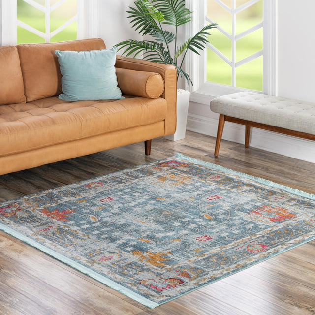 Blue 8' 2 x 8' 2 Paragon Square Area Rug 100% Polypropylene Colorful Vivid Boho Style Modern Carpet for Unique Interiors for Sale at Rug Engine