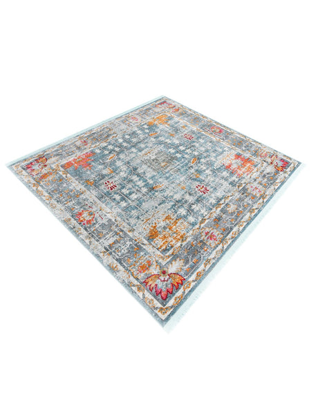 Blue 5' 5 x 5' 5 Paragon Square Area Rug 100% Polypropylene Colorful Vivid Boho Style Modern Carpet for Unique Interiors for Sale at Rug Engine