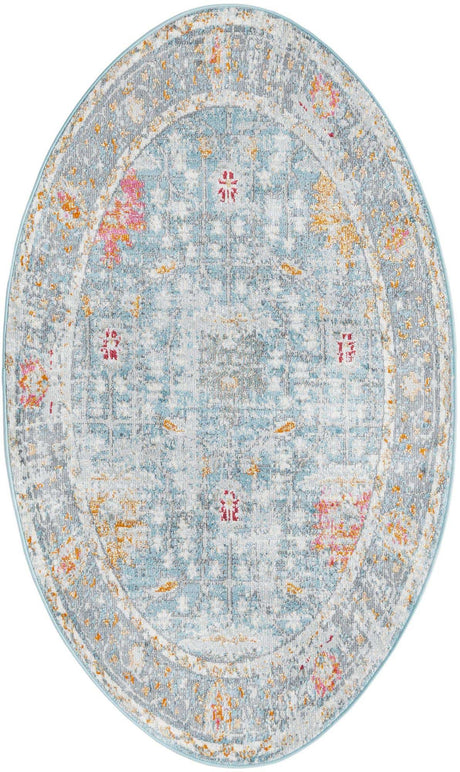 Blue 3' 3 x 5' 3 Paragon Oval Area Rug 100% Polypropylene Colorful Vivid Boho Style Modern Carpet for Unique Interiors for Sale at Rug Engine