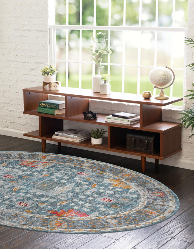 Blue 3' 3 x 5' 3 Paragon Oval Area Rug 100% Polypropylene Colorful Vivid Boho Style Modern Carpet for Unique Interiors for Sale at Rug Engine