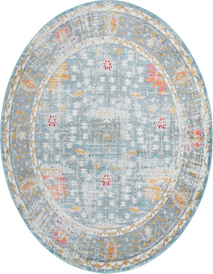 Blue 8' 2 x 10' Paragon Oval Area Rug 100% Polypropylene Colorful Vivid Boho Style Modern Carpet for Unique Interiors for Sale at Rug Engine