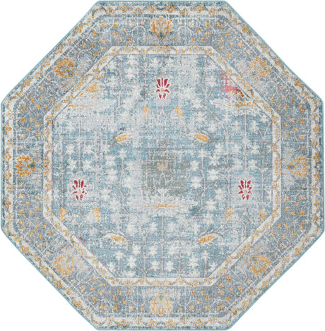 Blue 8' 2 x 8' 2 Paragon Octagon Area Rug 100% Polypropylene Colorful Vivid Boho Style Modern Carpet for Unique Interiors for Sale at Rug Engine