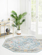 Blue 4' x 4' Paragon Octagon Area Rug 100% Polypropylene Colorful Vivid Boho Style Modern Carpet for Unique Interiors for Sale at Rug Engine