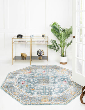 Blue 8' 2 x 8' 2 Paragon Octagon Area Rug 100% Polypropylene Colorful Vivid Boho Style Modern Carpet for Unique Interiors for Sale at Rug Engine