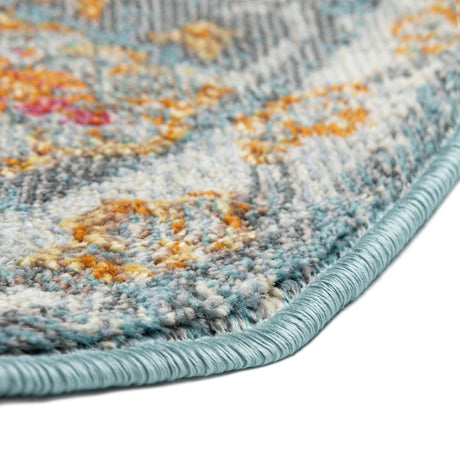 Blue 4' x 4' Paragon Octagon Area Rug 100% Polypropylene Colorful Vivid Boho Style Modern Carpet for Unique Interiors for Sale at Rug Engine