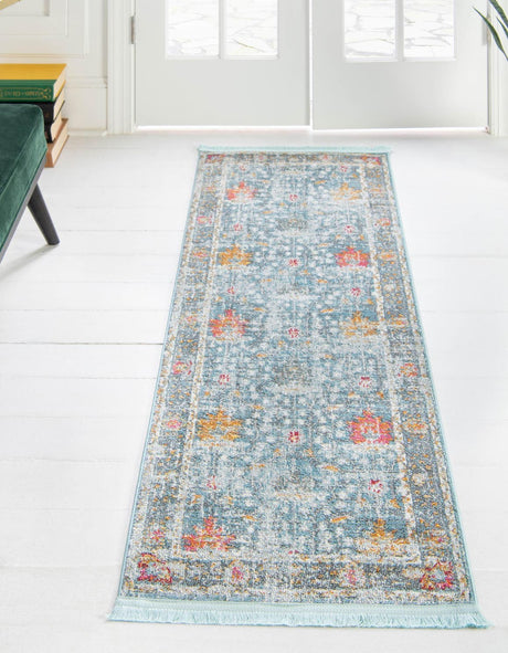 Blue 2' 2 x 8' Paragon Runner Area Rug 100% Polypropylene Colorful Vivid Boho Style Modern Carpet for Unique Interiors for Sale at Rug Engine