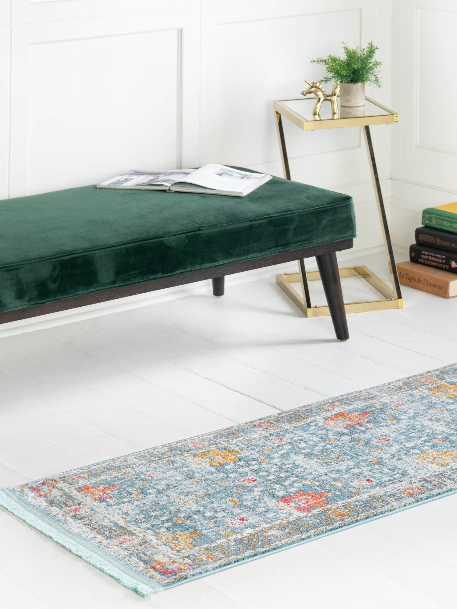 Blue 2' 2 x 8' Paragon Runner Area Rug 100% Polypropylene Colorful Vivid Boho Style Modern Carpet for Unique Interiors for Sale at Rug Engine