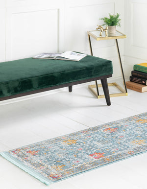 Blue 2' 2 x 8' Paragon Runner Area Rug 100% Polypropylene Colorful Vivid Boho Style Modern Carpet for Unique Interiors for Sale at Rug Engine