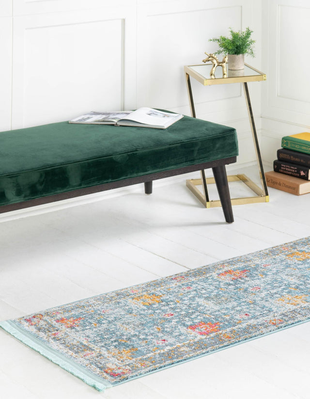 Blue 2' 2 x 8' Paragon Runner Area Rug 100% Polypropylene Colorful Vivid Boho Style Modern Carpet for Unique Interiors for Sale at Rug Engine