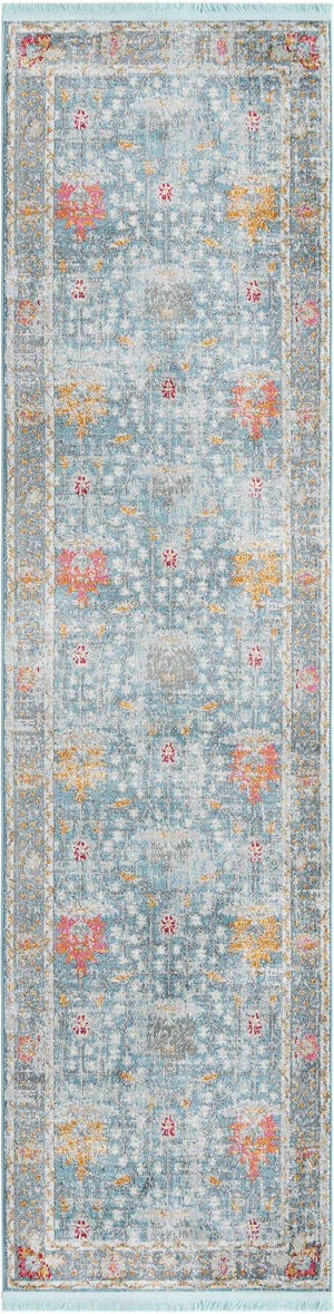 Blue 2' 7 x 10' Paragon Runner Area Rug 100% Polypropylene Colorful Vivid Boho Style Modern Carpet for Unique Interiors for Sale at Rug Engine