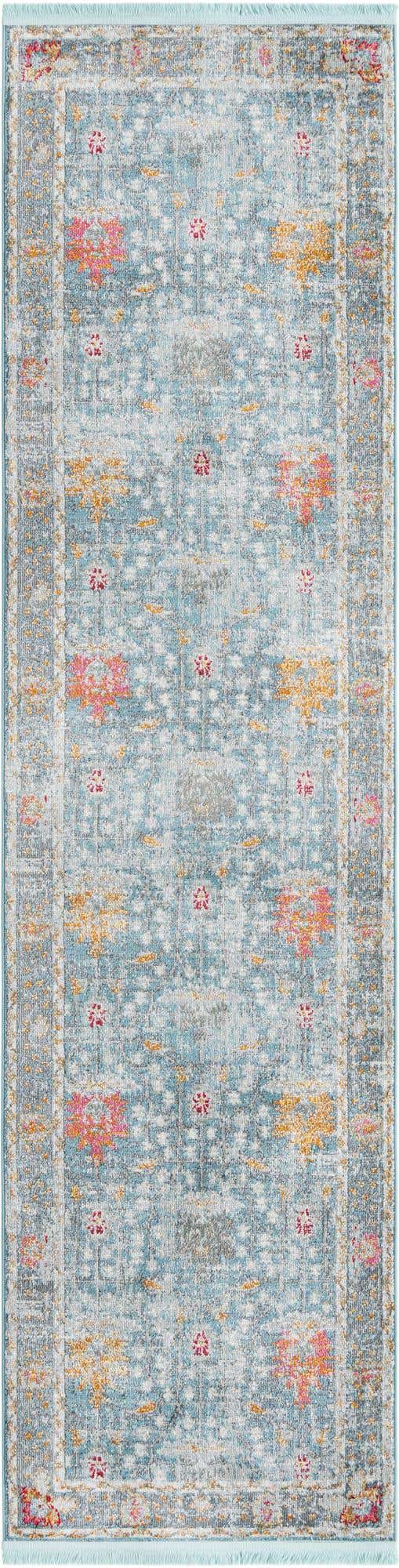 Blue 2' 7 x 10' Paragon Runner Area Rug 100% Polypropylene Colorful Vivid Boho Style Modern Carpet for Unique Interiors for Sale at Rug Engine