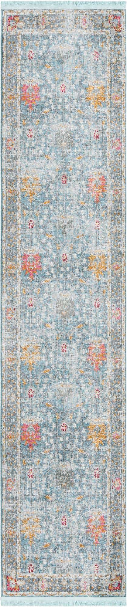 Blue 2' 7 x 12' Paragon Runner Area Rug 100% Polypropylene Colorful Vivid Boho Style Modern Carpet for Unique Interiors for Sale at Rug Engine