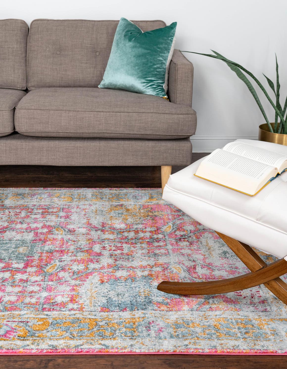 Pink 4' 3 x 6' Paragon Rectangle Area Rug 100% Polypropylene Colorful Vivid Boho Style Modern Carpet for Unique Interiors for Sale at Rug Engine