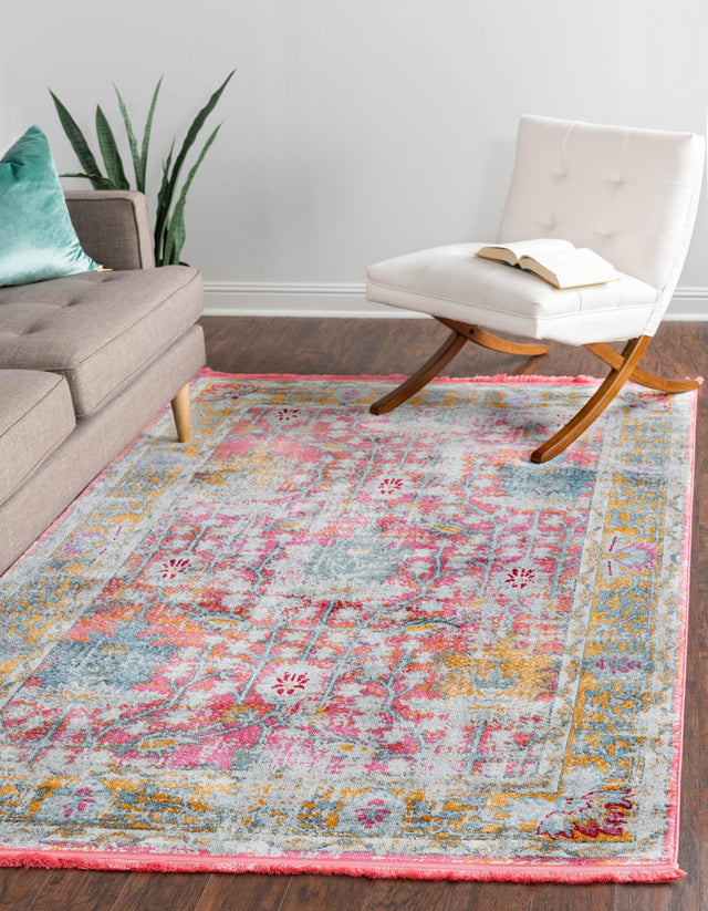 Pink 3' 3 x 5' 3 Paragon Rectangle Area Rug 100% Polypropylene Colorful Vivid Boho Style Modern Carpet for Unique Interiors for Sale at Rug Engine