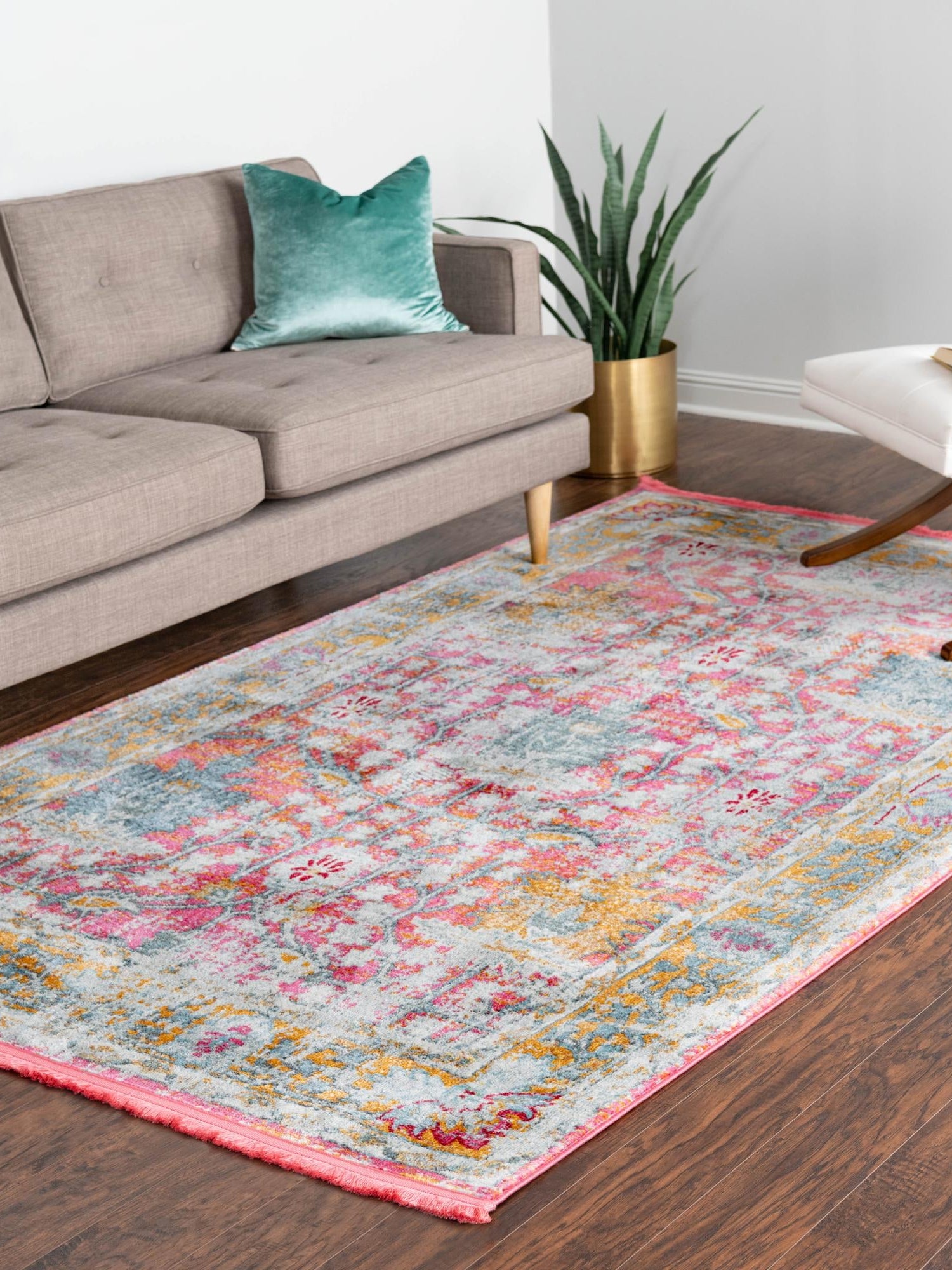 Pink 8' 2 x 11' Paragon Rectangle Area Rug 100% Polypropylene Colorful Vivid Boho Style Modern Carpet for Unique Interiors for Sale at Rug Engine