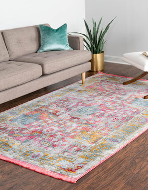 Pink 3' 3 x 5' 3 Paragon Rectangle Area Rug 100% Polypropylene Colorful Vivid Boho Style Modern Carpet for Unique Interiors for Sale at Rug Engine