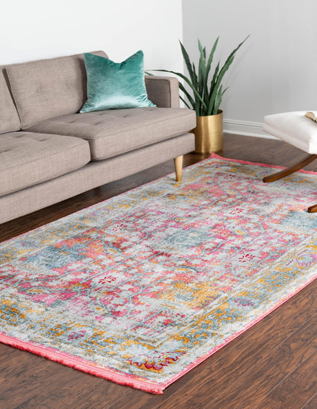 Pink 7' 1 x 10' Paragon Rectangle Area Rug 100% Polypropylene Colorful Vivid Boho Style Modern Carpet for Unique Interiors for Sale at Rug Engine