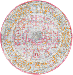 Pink 3' 3 x 3' 3 Paragon Round Area Rug 100% Polypropylene Colorful Vivid Boho Style Modern Carpet for Unique Interiors for Sale at Rug Engine