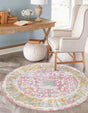 Pink 3' 3 x 3' 3 Paragon Round Area Rug 100% Polypropylene Colorful Vivid Boho Style Modern Carpet for Unique Interiors for Sale at Rug Engine