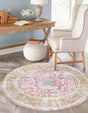 Pink 5' 5 x 5' 5 Paragon Round Area Rug 100% Polypropylene Colorful Vivid Boho Style Modern Carpet for Unique Interiors for Sale at Rug Engine