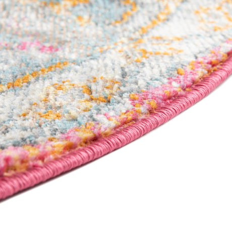 Pink 5' 5 x 5' 5 Paragon Round Area Rug 100% Polypropylene Colorful Vivid Boho Style Modern Carpet for Unique Interiors for Sale at Rug Engine