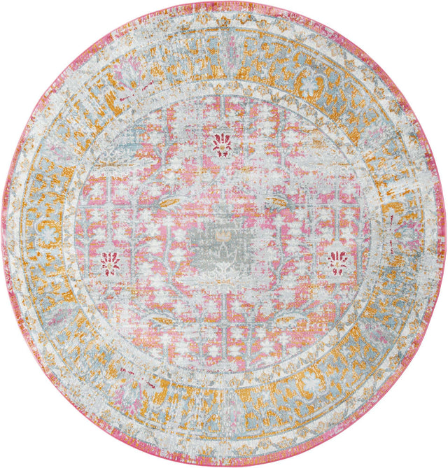 Pink 8' 2 x 8' 2 Paragon Round Area Rug 100% Polypropylene Colorful Vivid Boho Style Modern Carpet for Unique Interiors for Sale at Rug Engine