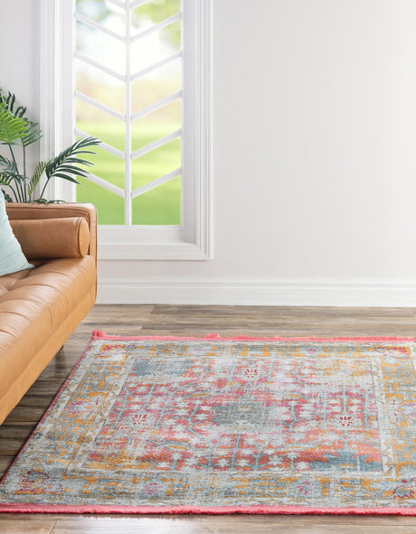 Pink 5' 5 x 5' 5 Paragon Square Area Rug 100% Polypropylene Colorful Vivid Boho Style Modern Carpet for Unique Interiors for Sale at Rug Engine