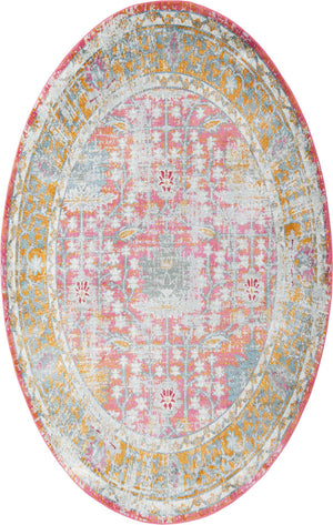 Pink 5' 5 x 8' Paragon Oval Area Rug 100% Polypropylene Colorful Vivid Boho Style Modern Carpet for Unique Interiors for Sale at Rug Engine