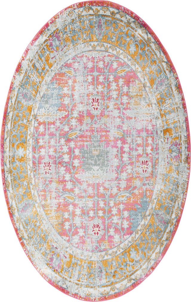 Pink 5' 5 x 8' Paragon Oval Area Rug 100% Polypropylene Colorful Vivid Boho Style Modern Carpet for Unique Interiors for Sale at Rug Engine