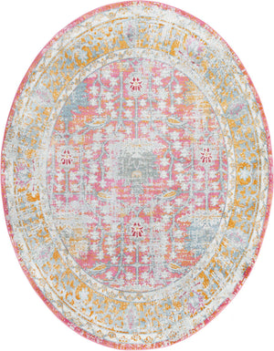 Pink 8' 2 x 10' Paragon Oval Area Rug 100% Polypropylene Colorful Vivid Boho Style Modern Carpet for Unique Interiors for Sale at Rug Engine