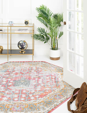 Pink 4' x 4' Paragon Octagon Area Rug 100% Polypropylene Colorful Vivid Boho Style Modern Carpet for Unique Interiors for Sale at Rug Engine