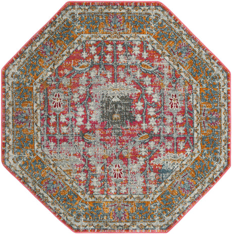Pink 6' x 6' Paragon Octagon Area Rug 100% Polypropylene Colorful Vivid Boho Style Modern Carpet for Unique Interiors for Sale at Rug Engine