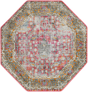 Pink 4' x 4' Paragon Octagon Area Rug 100% Polypropylene Colorful Vivid Boho Style Modern Carpet for Unique Interiors for Sale at Rug Engine