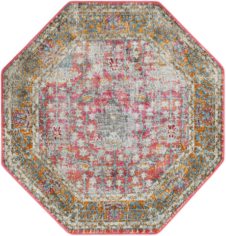 Pink 4' x 4' Paragon Octagon Area Rug 100% Polypropylene Colorful Vivid Boho Style Modern Carpet for Unique Interiors for Sale at Rug Engine