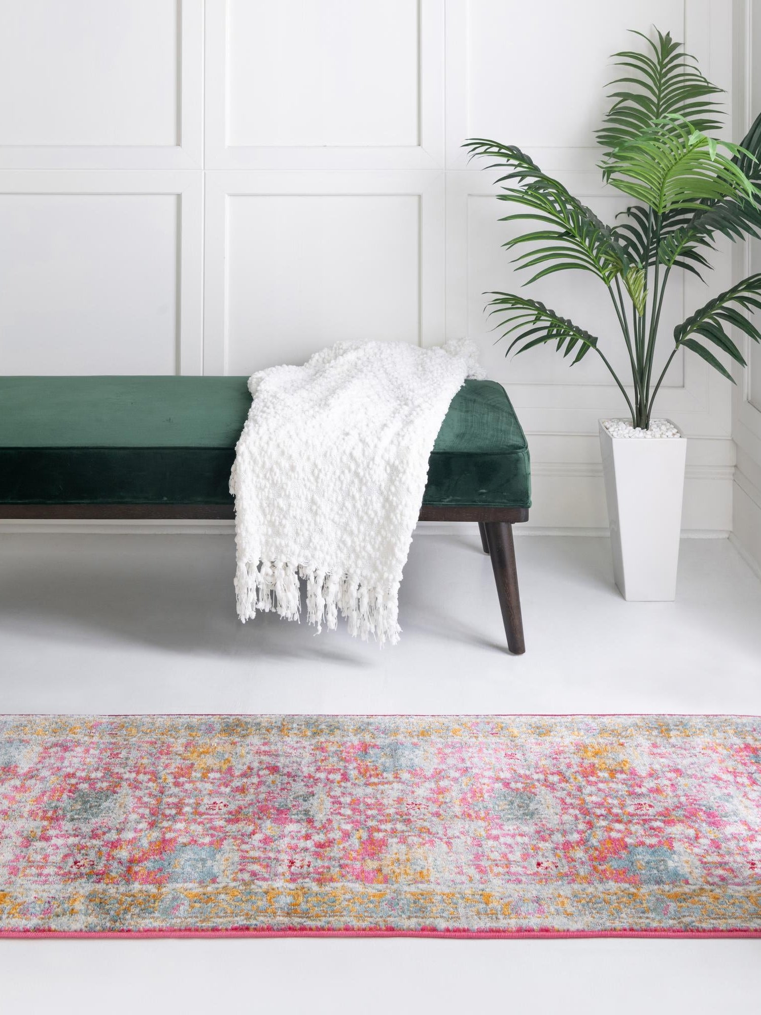 Pink 2' 2 x 6' Paragon Runner Area Rug 100% Polypropylene Colorful Vivid Boho Style Modern Carpet for Unique Interiors for Sale at Rug Engine